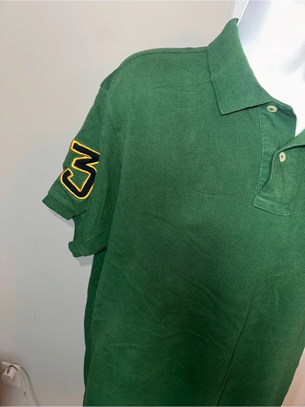Ralph Lauren Vintage Size Large Mens Green Polo with Large Gold Pony Embroidery